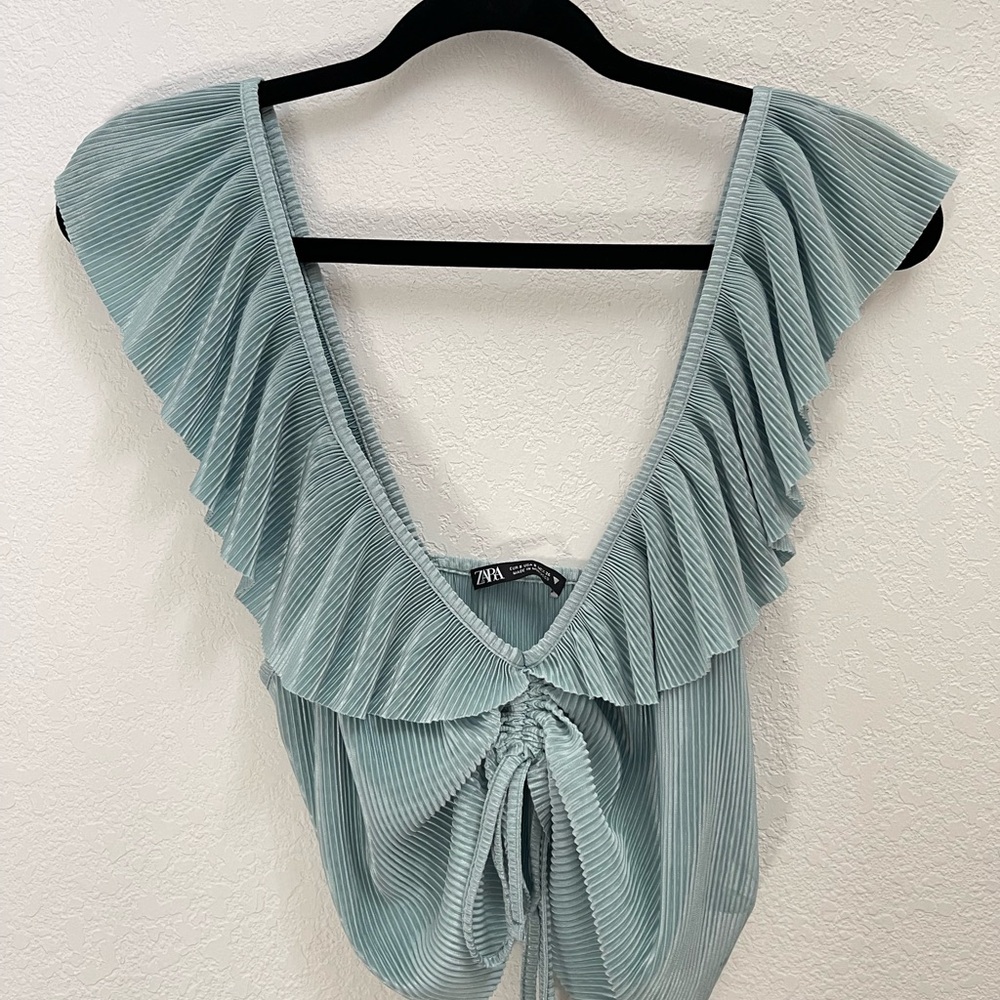 Zara Women's Blue Ruffled Top